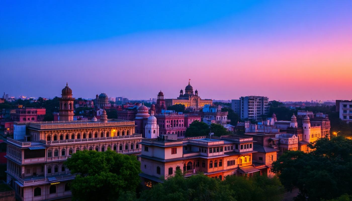 Indore skyline at golden hour, where the firm's office is located